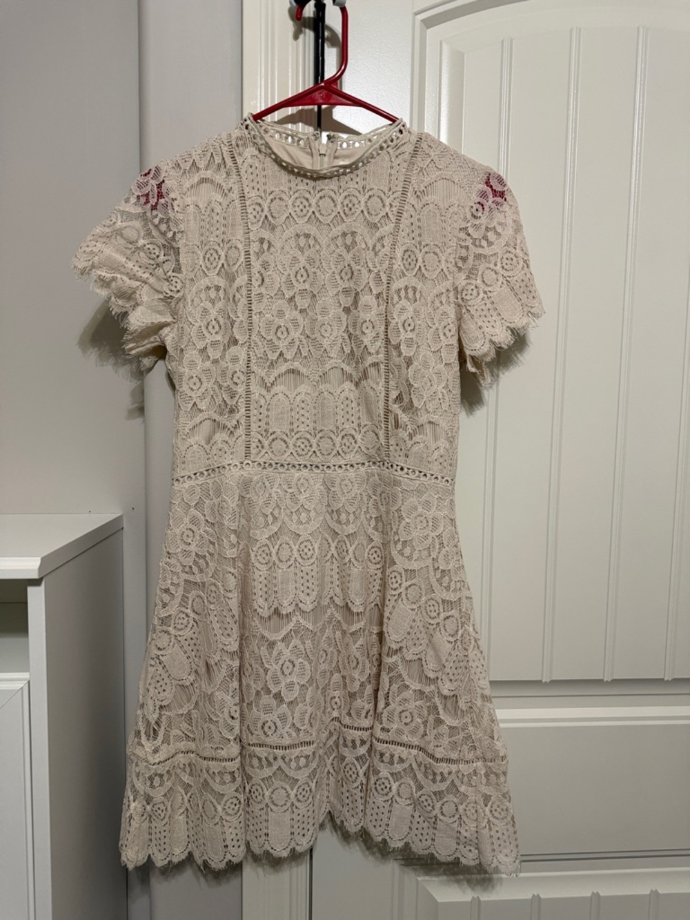 Francesca's Collections Cream Lace Mini Dress